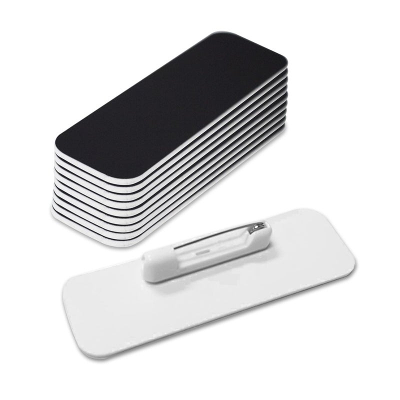 All Quality 1" X 3" Name Tag/Badge Blanks with Pin - 10 Pack (Black) - Image 1